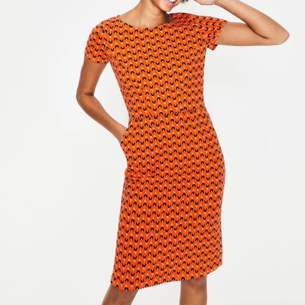 Boden Orange and Blue tulip Phoebe Dress